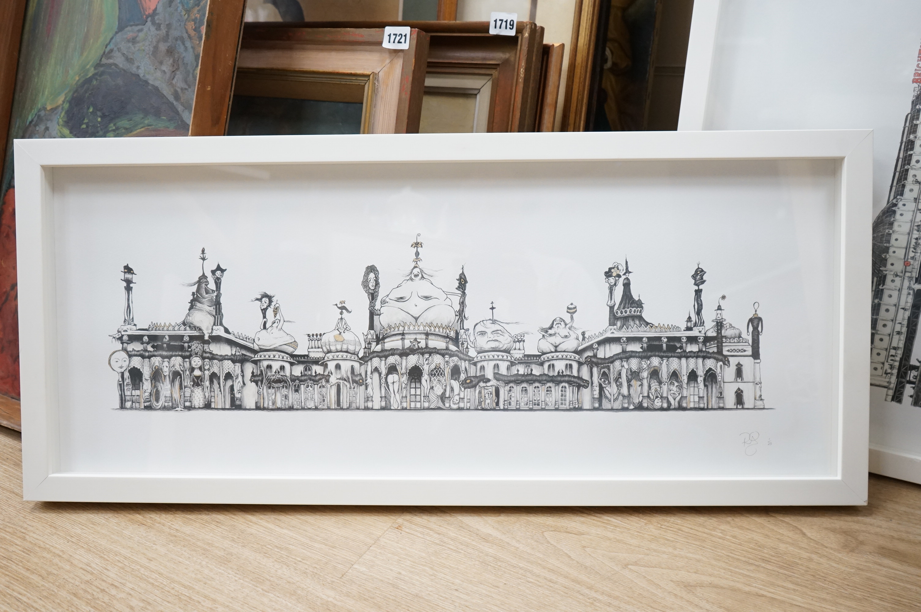 Richard Berner (contemporary), gicleé print, Surreal view of Brighton pavilion, signed in pencil, limited edition 1/25, 29 x 75cm